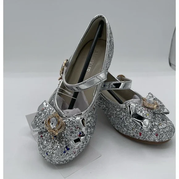 Little Kid Girl Glitter Princess Low Heel Fancy Party Dress Up Shoes Size 10 - Picture 5 of 9